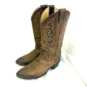 Justin Mens Stampede Western Cowboy Leather 2553 Embroidered 8.5EE Boots WIDE